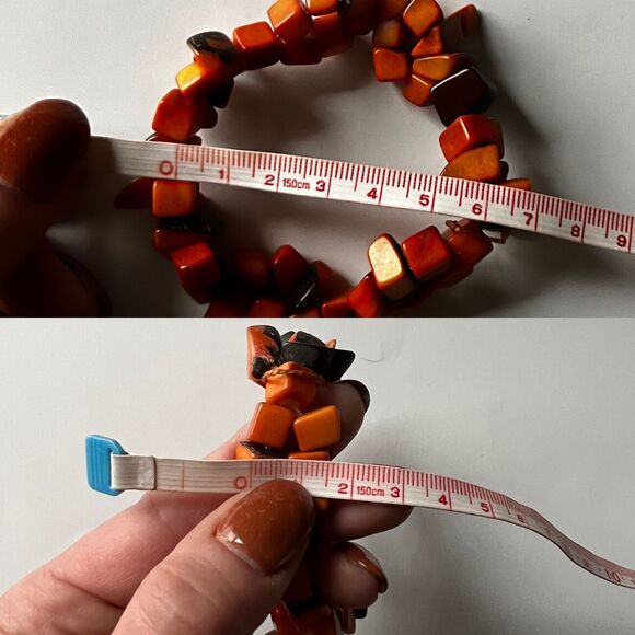 Unbranded Women's Orange Tagua Nut Rectangular Bead Stretch Bracelet NWOT - Picture 11 of 12